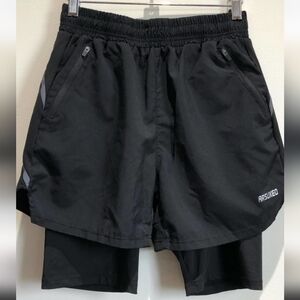 Arsuxeo Running Shorts Men's Medium 2 in 1 Active Black Reflective Pockets, XXL